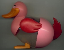 Canard rose ailes rouges